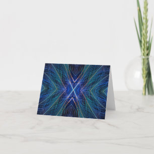 Blue Fractal Feather Design Note Card