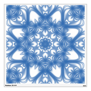 Blue fractal floral pattern wall sticker