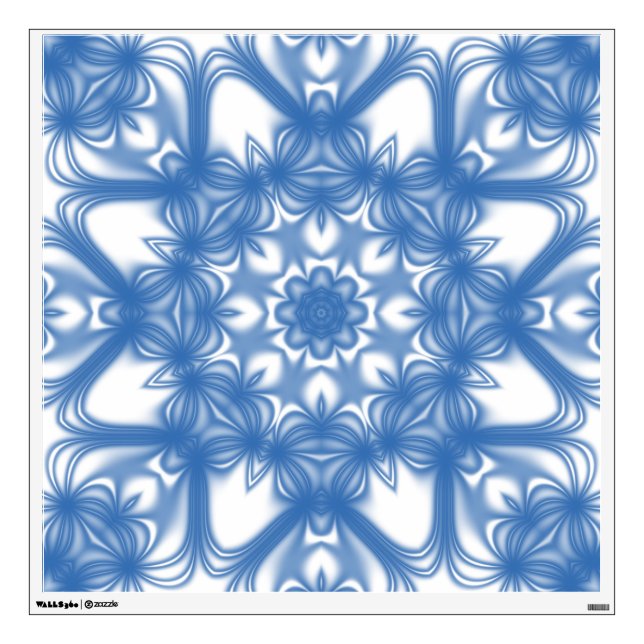 Blue fractal floral pattern wall sticker (Front)