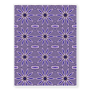 Blue Fractal Flower Kaleidoscope Temporary Tattoos
