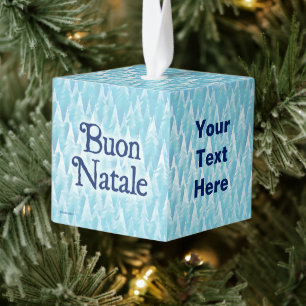 Blue Fractal Forest - Buon Natale Cube Ornament