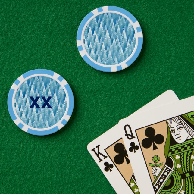 Blue Fractal Forest Poker Chips (Poker Table (Double))