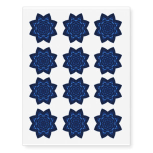 Blue Fractal Kaleidoscope Temporary Tattoo