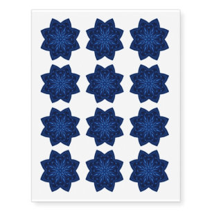 Blue Fractal Kaleidoscope Temporary Tattoo