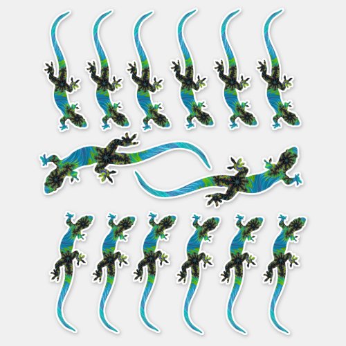 Blue Fractal Lizards in Assorted sizes  Sticker