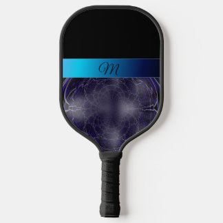 Blue Fractal Monogram Pickleball Paddle