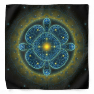 Blue fractal ornate pattern mandala bandana