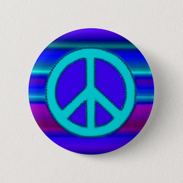 Blue Fractal & Peace Sign Button (Front)