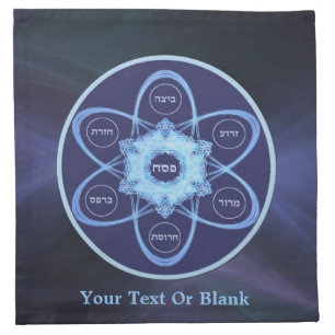 Blue Fractal Seder Plate Cloth Napkin