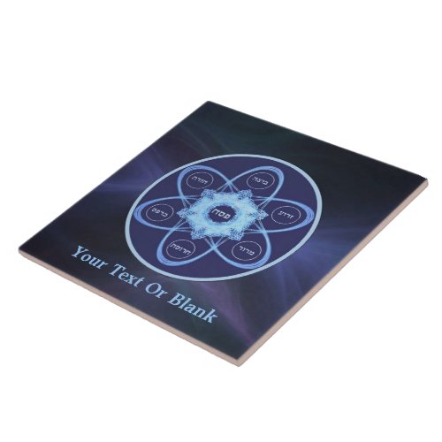 Blue Fractal Seder Plate Tile