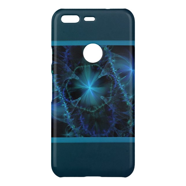 Blue Fractal Space Uncommon Google Pixel Case (Back)