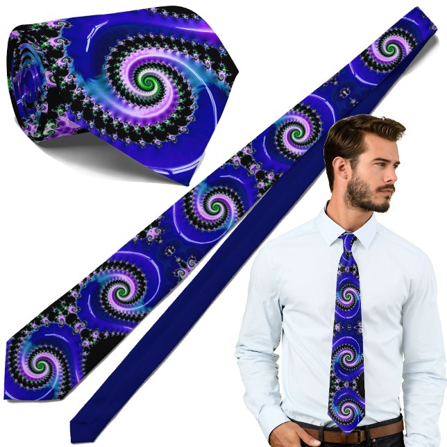 Blue Fractal Spiral Pattern - Modern Mathematical Neck Tie (Creator Uploaded)