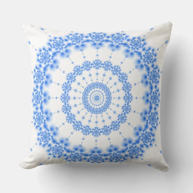 Blue fractal throw pillow (Front)