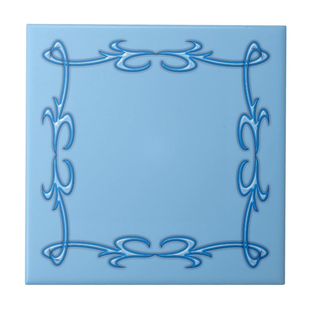 Blue frame ceramic tile (Front)