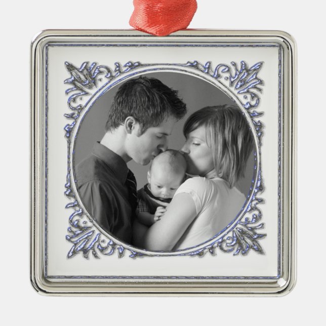 Blue Frame Metal Ornament (Front)