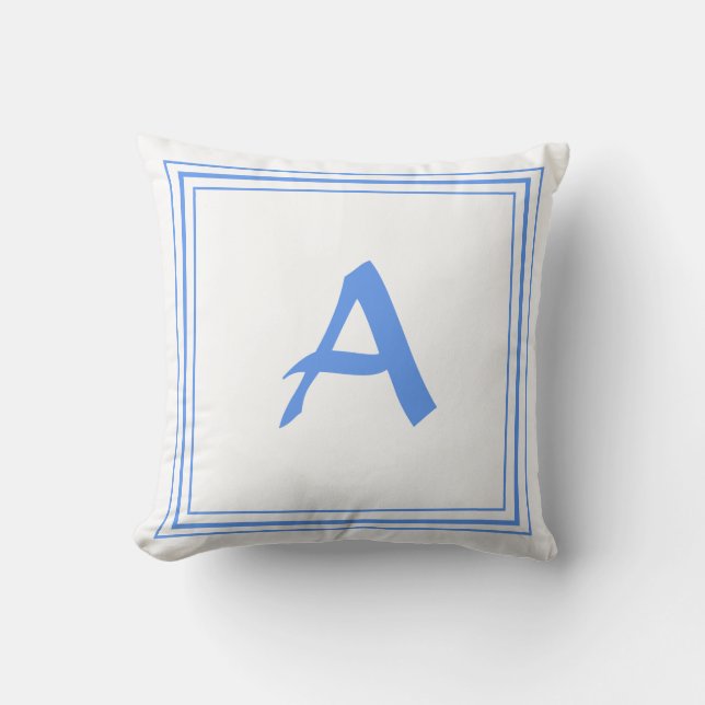 Blue Frame Monogram Letter A Minimalistic Cushion (Front)