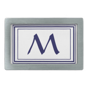 Blue Frame Monogram Letter M Minimalistic Belt Buckle