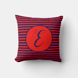 Blue Frame Monogram Letter Stripes Cushion