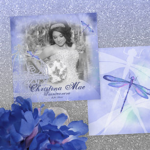 Blue Frame Quinceañera Photo Card