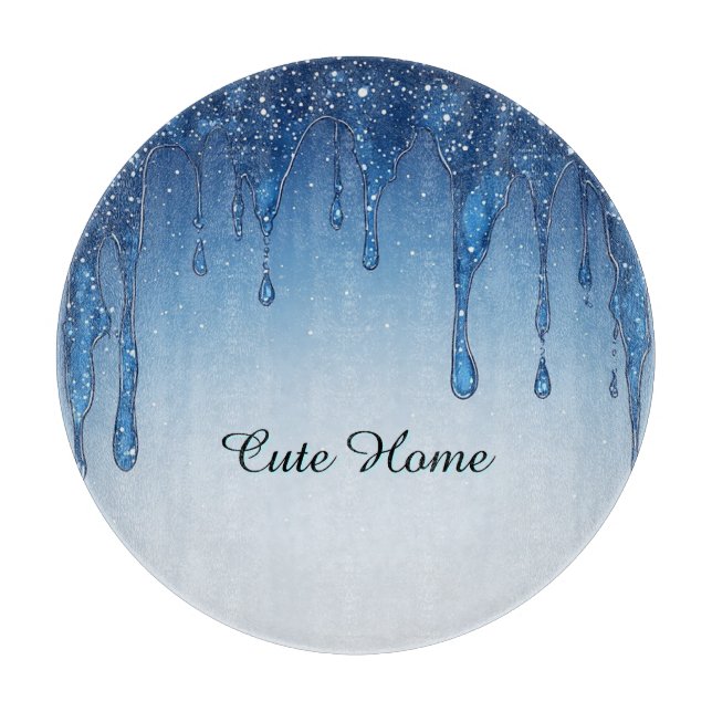 Blue Frame With Dripping Droplets Cutting Board (Front)