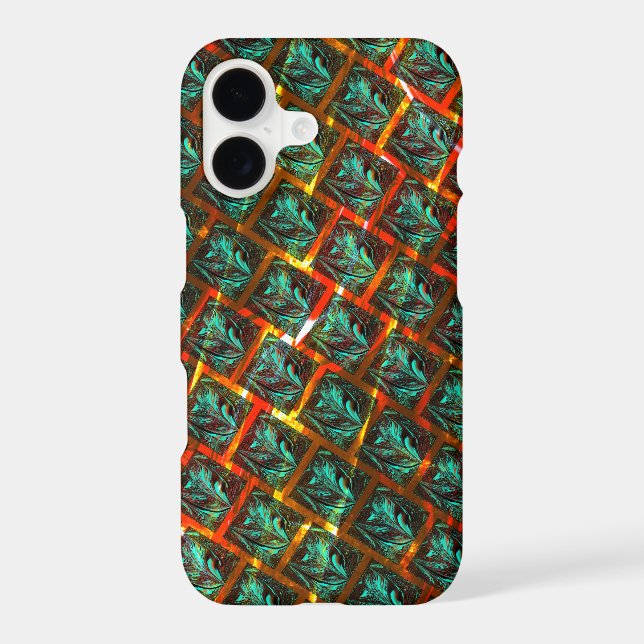 Blue 'framed eyes', square, scratch or red grating iphone case (Back)