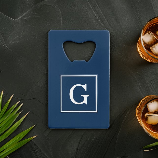 Blue Framed Monogram Credit Card Bottle Opener (Creator Uploaded)
