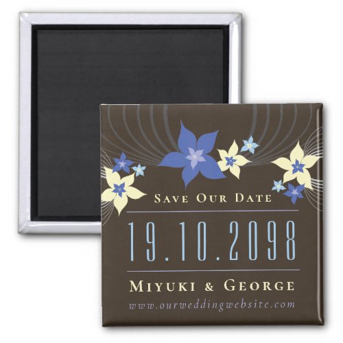 Blue Frangipani Beach Wedding Save The Date Magnet