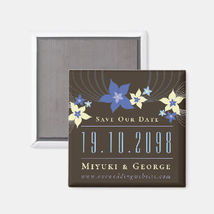 Blue Frangipani Coastal Chic Wedding Save The Date Magnet