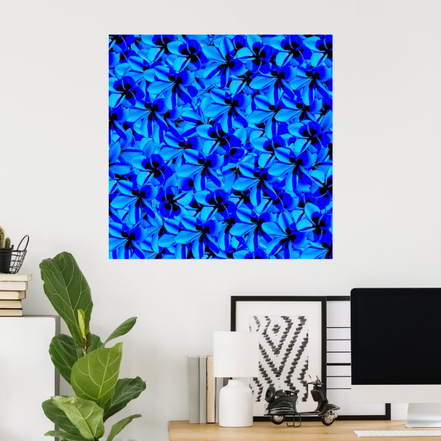 Blue Frangipani Flowers, Poster (Home Office)