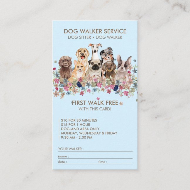 Blue Free pet Nutrition Consultant Dogs Business Card