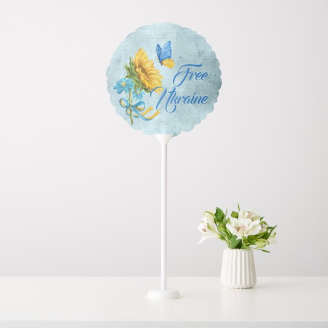 Blue Free Ukraine Sunflower & Butterfly  Balloon (In SItu)