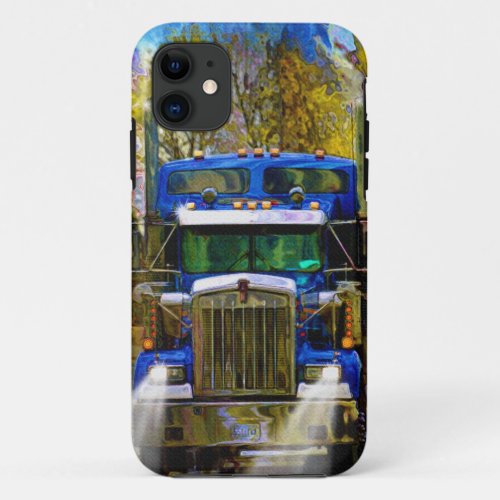 Blue Freight Truck Truckers Big Rig iPhone 11 Case