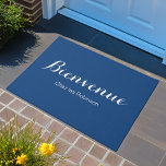 Blue French Bienvenue Welcome Mat