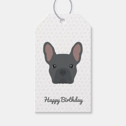 Blue French Bulldog Birthday Gift Tags