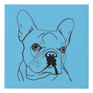 Blue French Bulldog Bull Dog Nursery  Faux Canvas Print