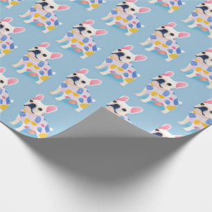 Blue French Bulldog Cute Wrapping Paper