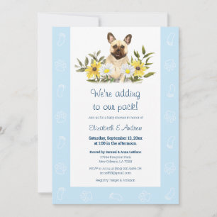 Blue French Bulldog Dog Baby Shower Invitation