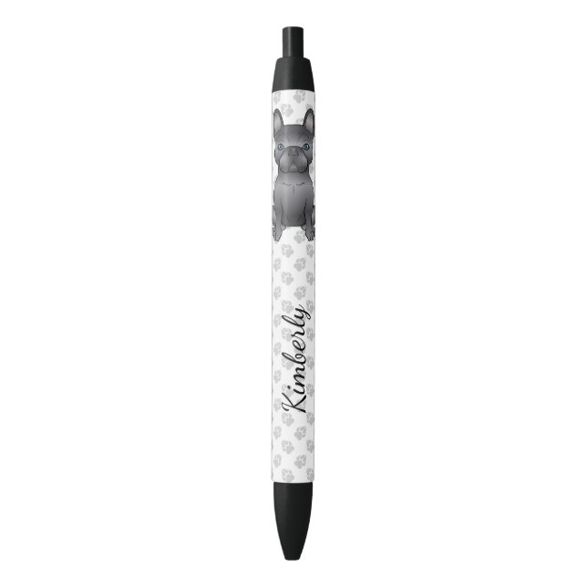Blue French Bulldog / Frenchie Cartoon Dog & Name Pen (Front Vertical)