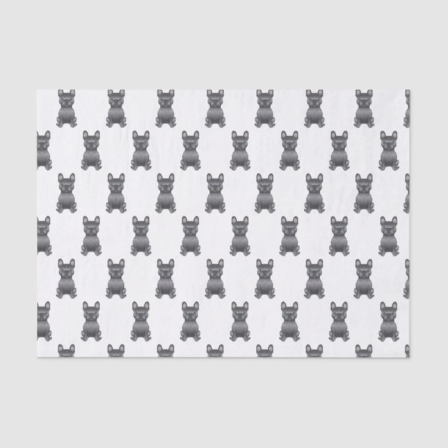 Blue French Bulldog / Frenchie Cartoon Dog Pattern Tissue Paper (Front)