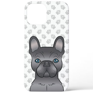 Blue French Bulldog / Frenchie Cartoon Dog &amp; Paws iPhone 12 Pro Max Case