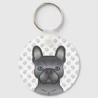 Blue Merle French Bulldog / Frenchie Cartoon Dog Keychain