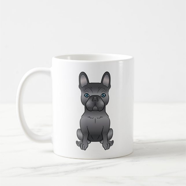 Blue French Bulldog / Frenchie Cute Cartoon Dog Coffee Mug (Left)