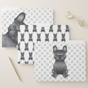 Blue French Bulldog / Frenchie Cute Cartoon Dog File Folder