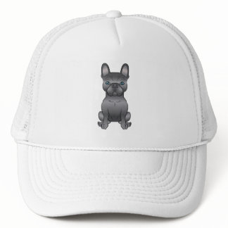 Blue French Bulldog / Frenchie Cute Cartoon Dog Trucker Hat