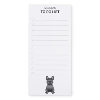 Blue French Bulldog / Frenchie Dog To Do List Magnetic Notepad