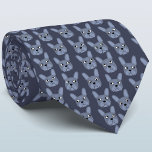 Blue French Bulldog Neck Tie<br><div class="desc">A fun little Blue or Gray French Bulldog or Frenchie pattern on a blue background.  Great for all dog lovers,  pet sitters,  dog walkers and veterinarians.  Original art by Nic Squirrell.</div>