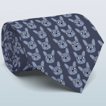Blue French Bulldog Neck Tie by Squirrell at Zazzle