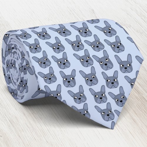 Blue French Bulldog Neck Tie