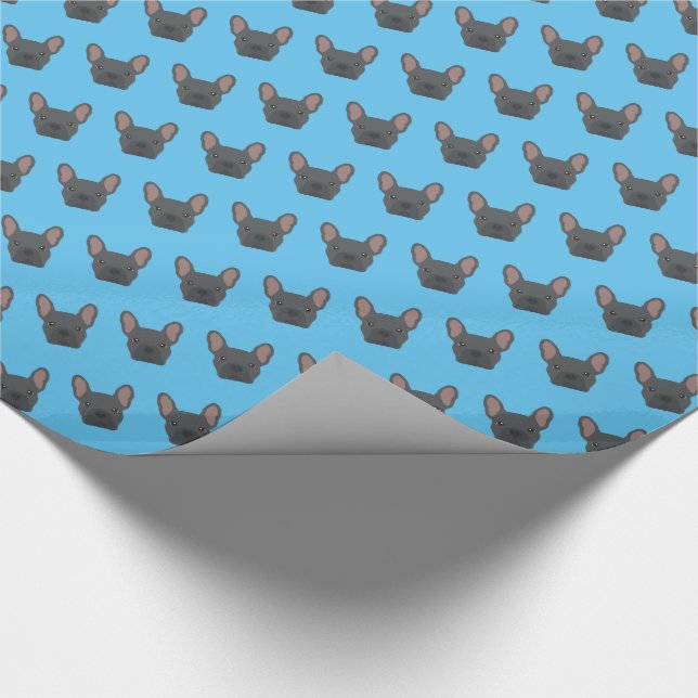 Blue French Bulldog Pattern Wrapping Paper (Corner)