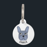Blue French Bulldog Pet ID Tag<br><div class="desc">A fun little Gray or Blue French Bulldog or Frenchie.  Original art by Nic Squirrell.  Change or remove the name on the front and details on the back to personalize.</div>